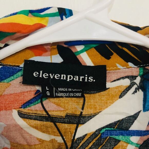 Eleven Paris Men's Camp Shirt Paint Splatter Short Sleeve Multicolor Large‎ NWT - Picture 6 of 11